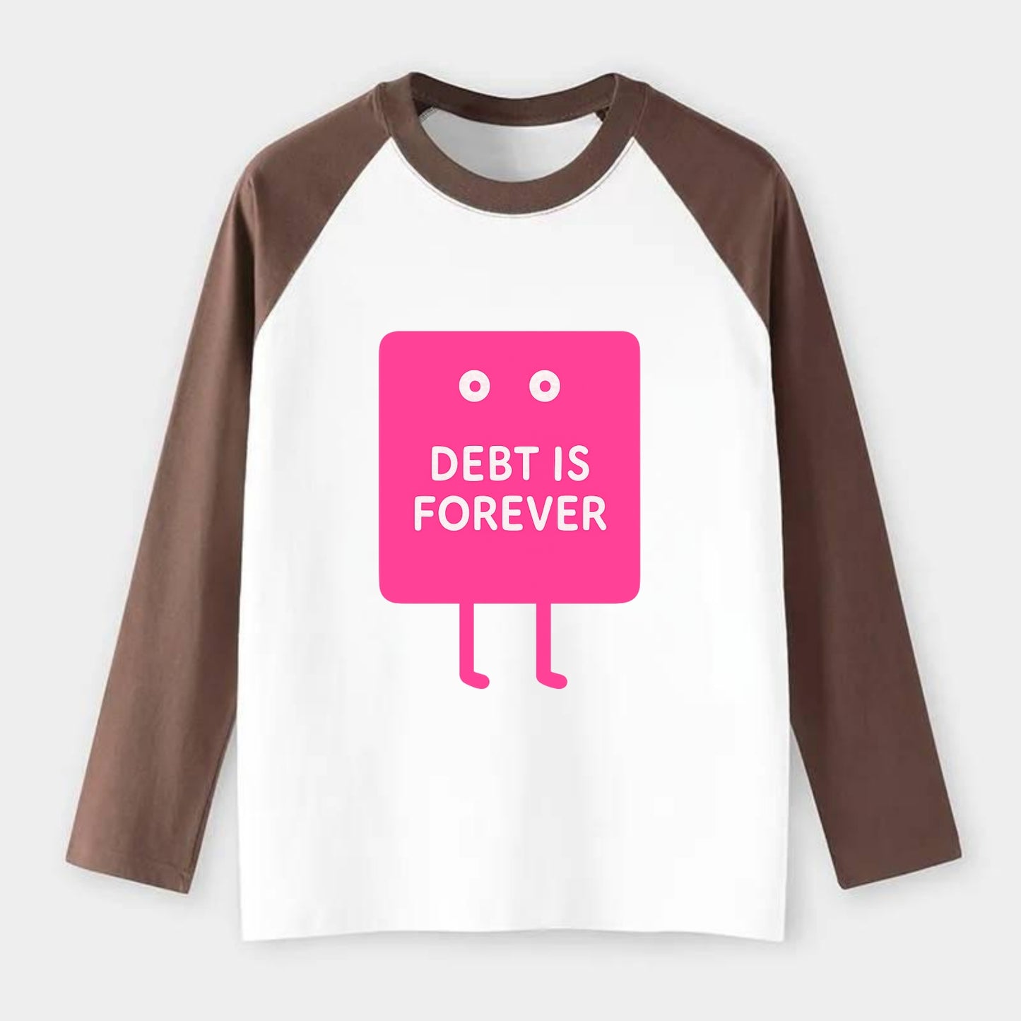 DEBT IS FOREVER | Immortal credit card - Raglan Long Sleeve T-Shirt - Coffee