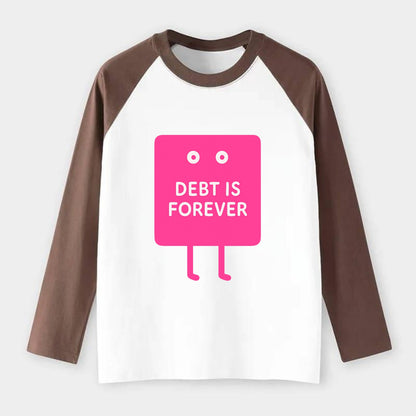 DEBT IS FOREVER | Immortal credit card - Raglan Long Sleeve T-Shirt - Coffee