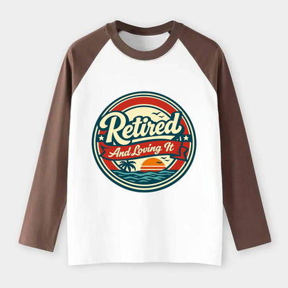 Carefree Retirement Emblem - Raglan Long Sleeve T-Shirt - Coffee