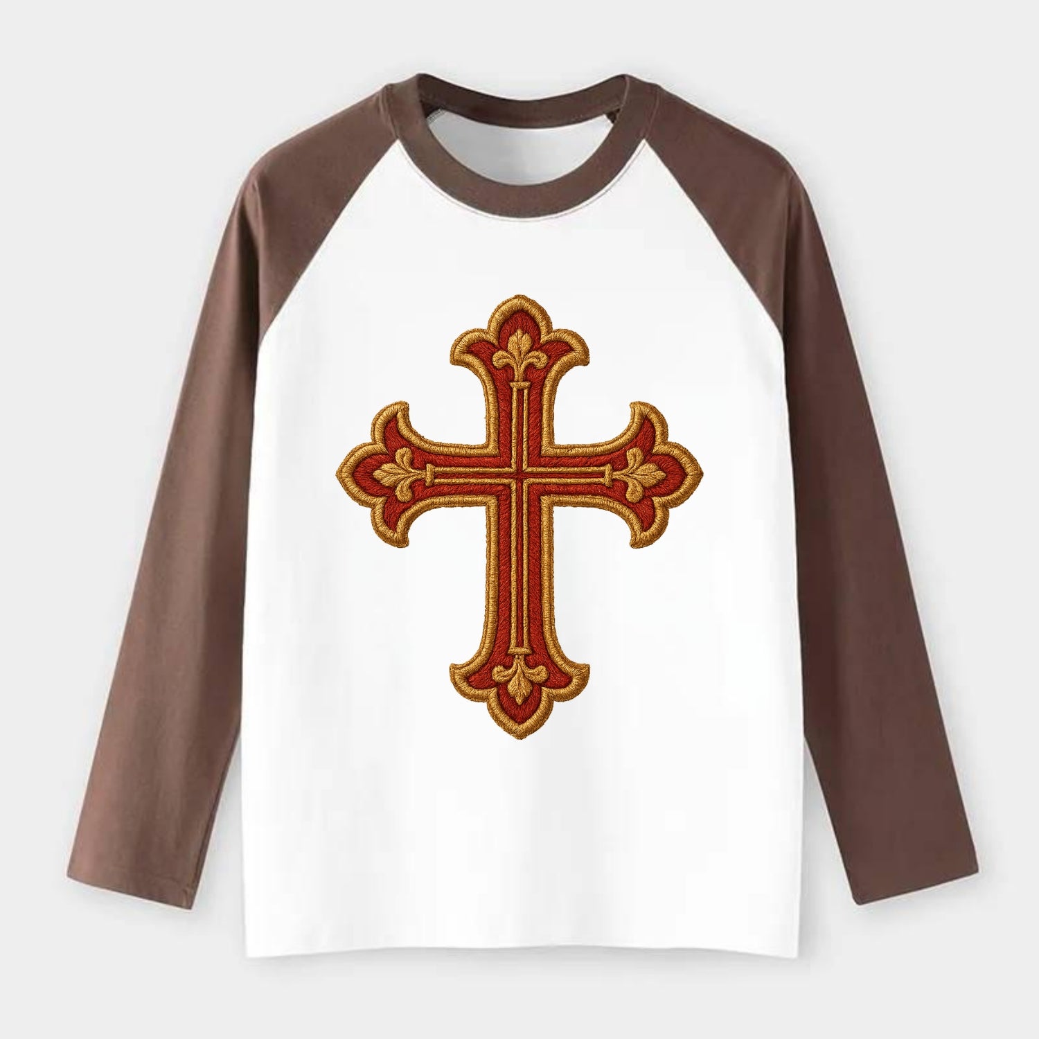 Armenian Cross - Raglan Long Sleeve T-Shirt - Coffee