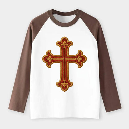 Armenian Cross - Raglan Long Sleeve T-Shirt - Coffee
