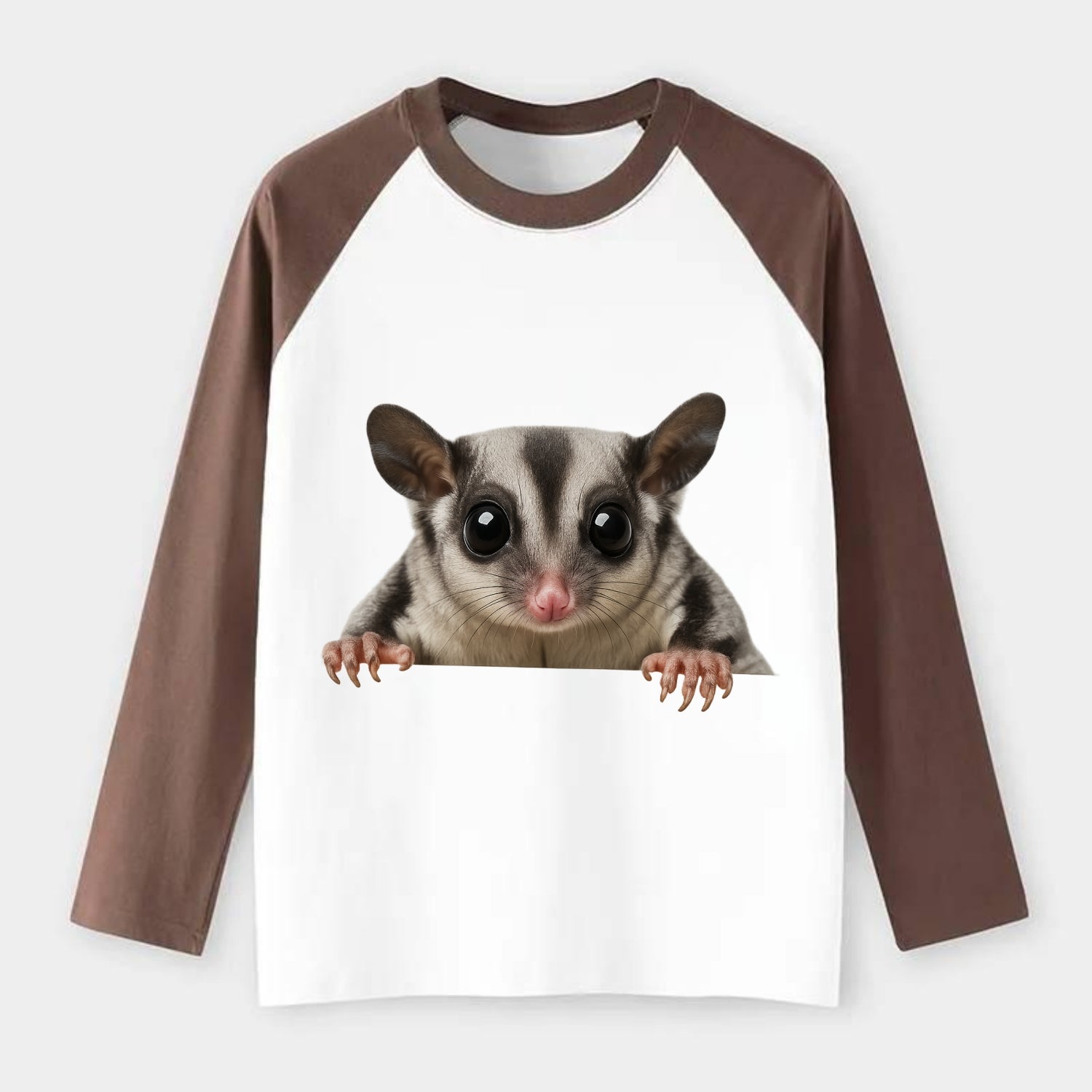 Sugar Glider  - Raglan Long Sleeve T-Shirt - Coffee