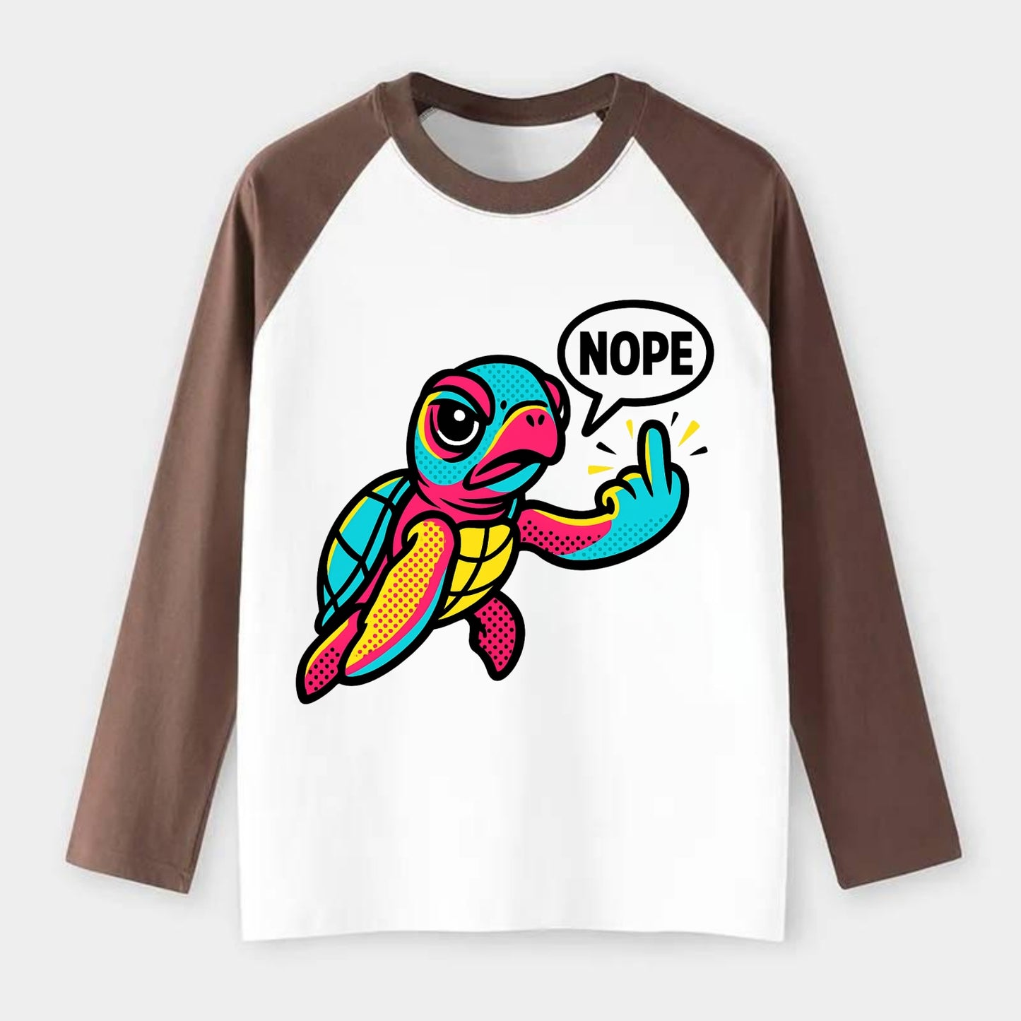 baby sea turtle swimming gracefully, one flipper extended sassily - Raglan Long Sleeve T-Shirt - Coffee