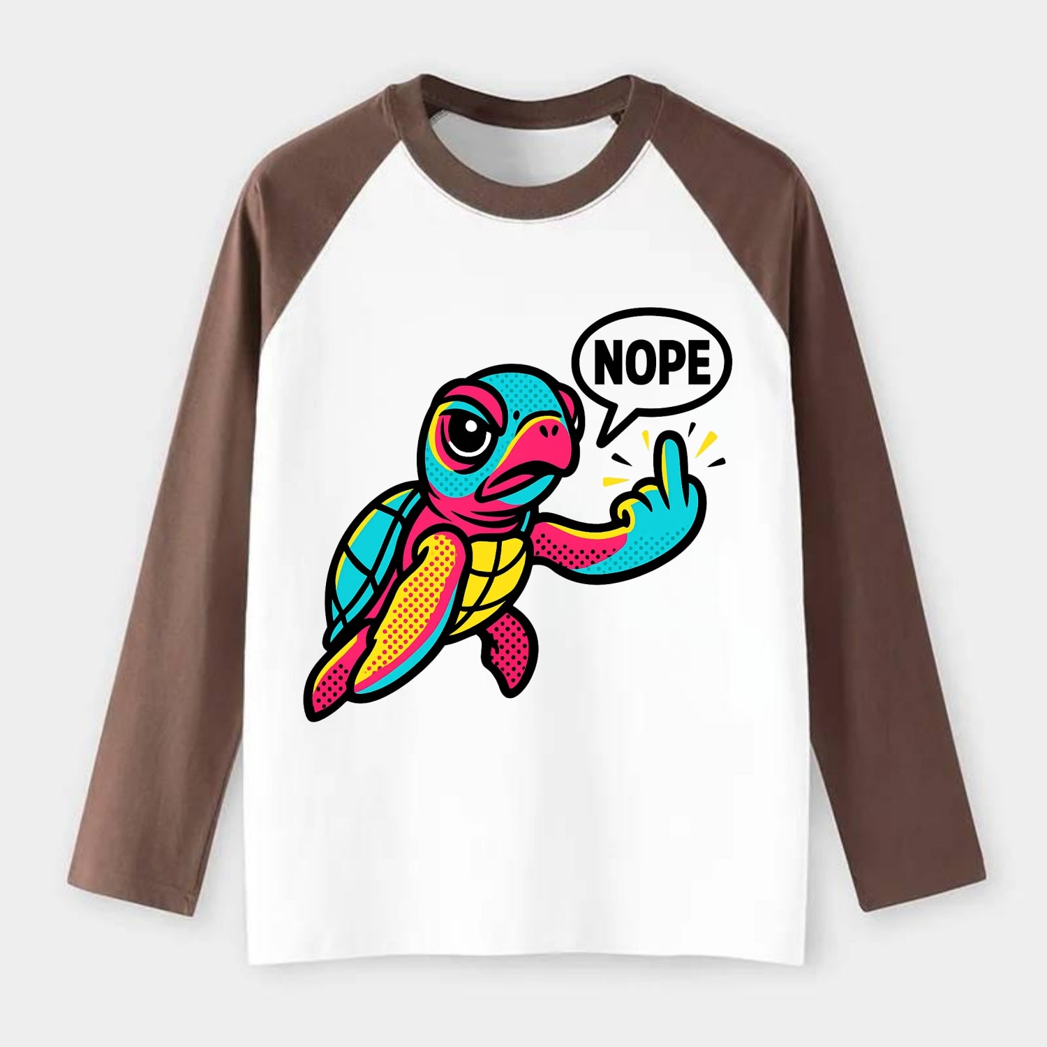 baby sea turtle swimming gracefully, one flipper extended sassily - Raglan Long Sleeve T-Shirt - Coffee