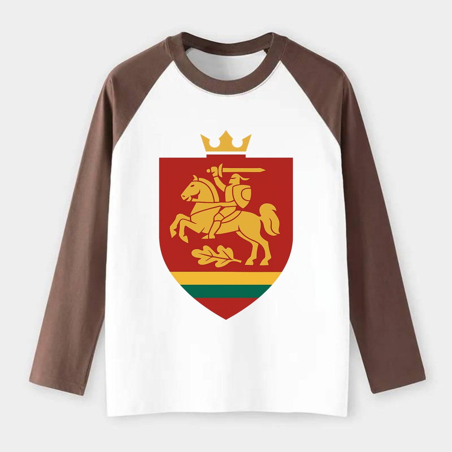 Lithuania Royal Logo  - Raglan Long Sleeve T-Shirt - Coffee
