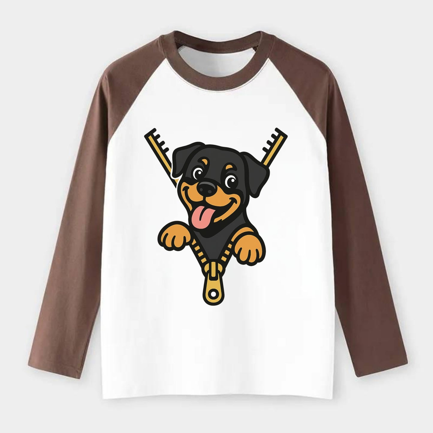 Rottweiler - Raglan Long Sleeve T-Shirt - Coffee