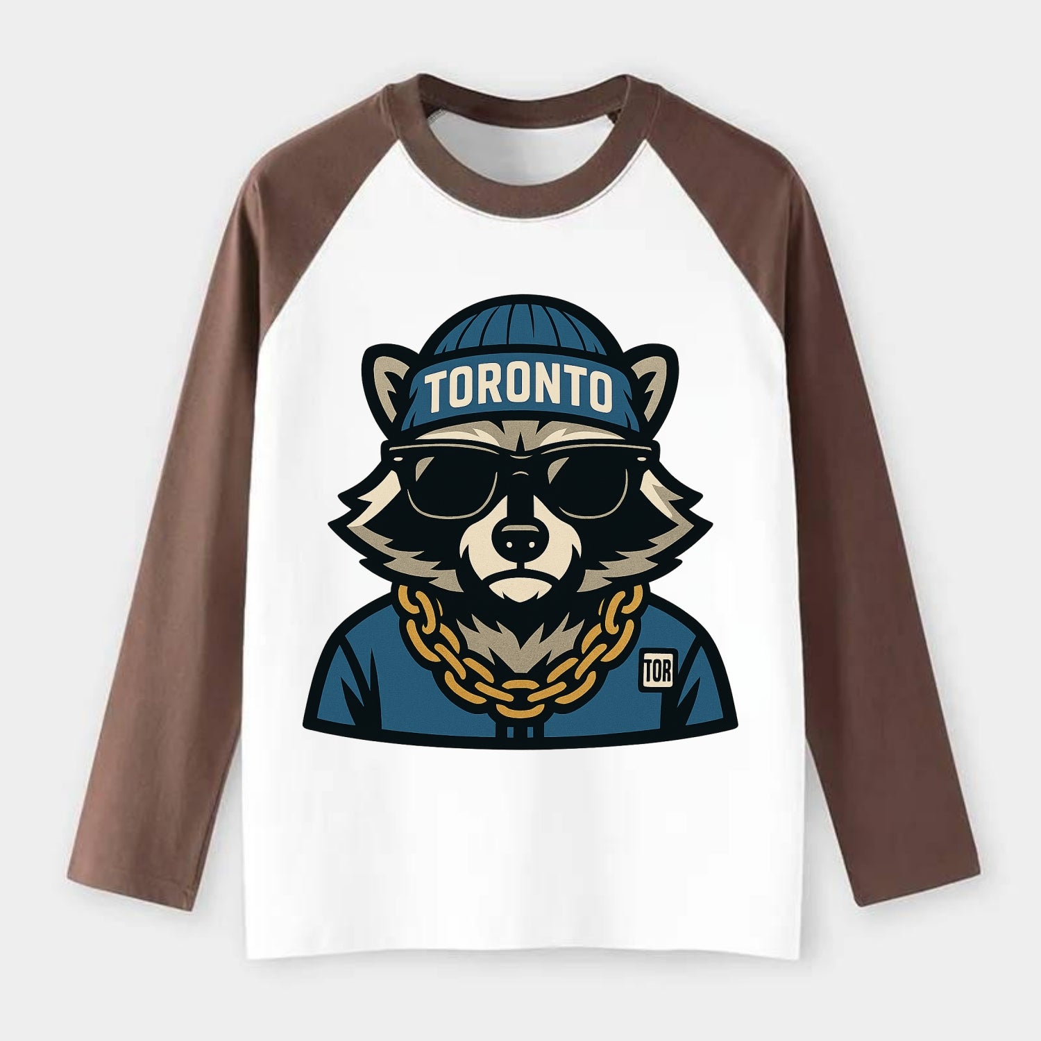 Toronto Raccoon - Raglan Long Sleeve T-Shirt - Coffee
