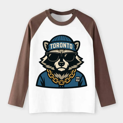 Toronto Raccoon - Raglan Long Sleeve T-Shirt - Coffee