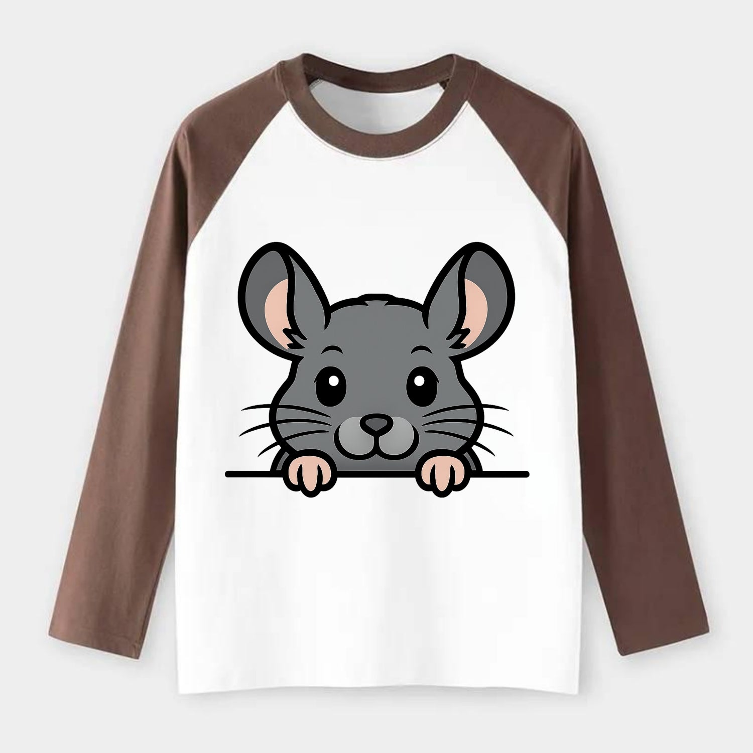 Chinchilla  - Raglan Long Sleeve T-Shirt - Coffee