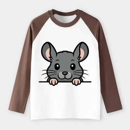 Chinchilla  - Raglan Long Sleeve T-Shirt - Coffee