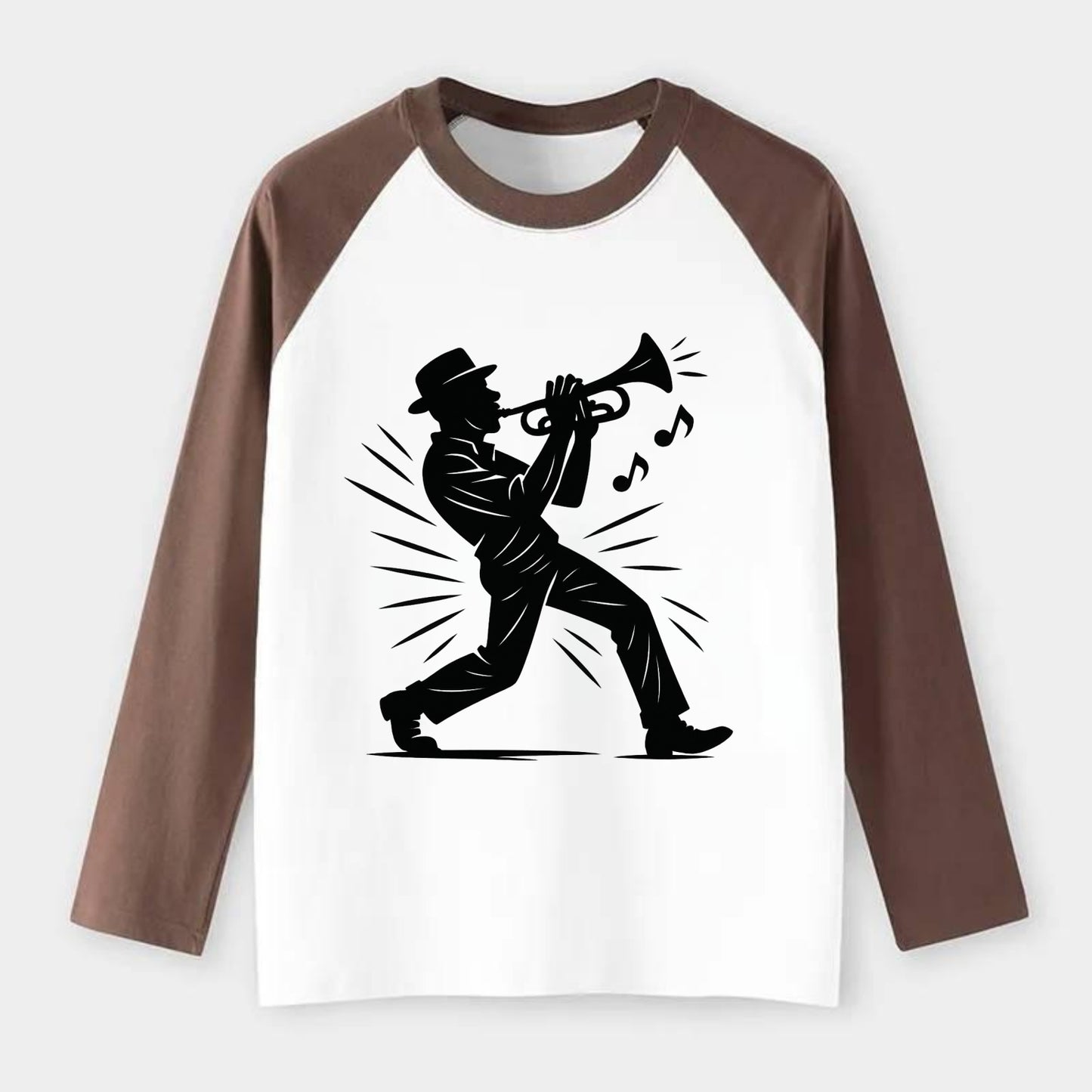 New Orleans jazz musician street corner - Raglan Long Sleeve T-Shirt - Coffee
