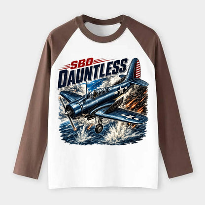 Sbd Dauntless - Raglan Long Sleeve T-Shirt - Coffee