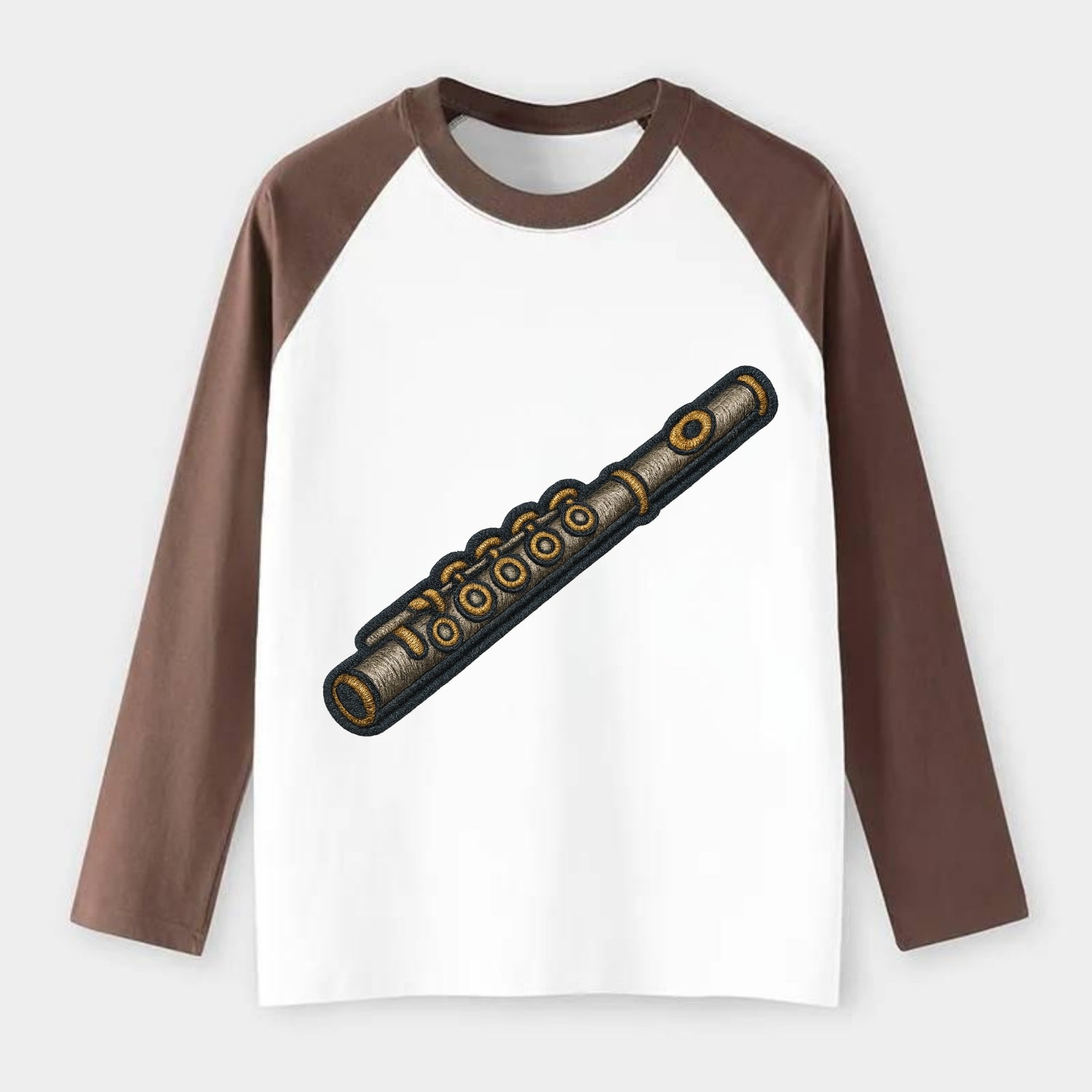 Flute  - Raglan Long Sleeve T-Shirt - Coffee