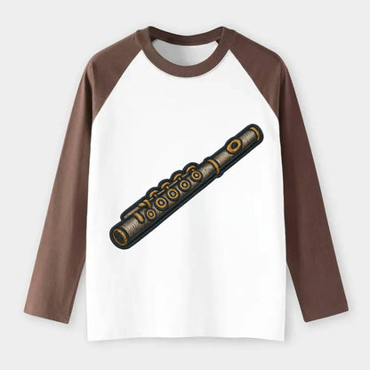 Flute  - Raglan Long Sleeve T-Shirt - Coffee