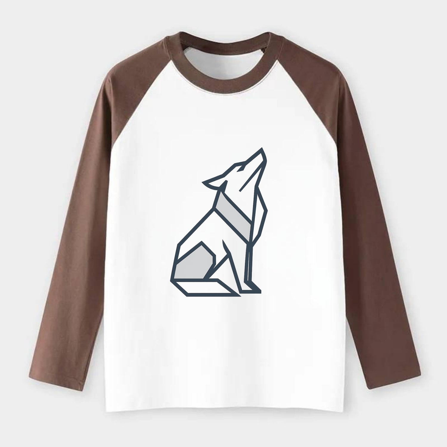 Titanium Wolf Strong  - Raglan Long Sleeve T-Shirt - Coffee