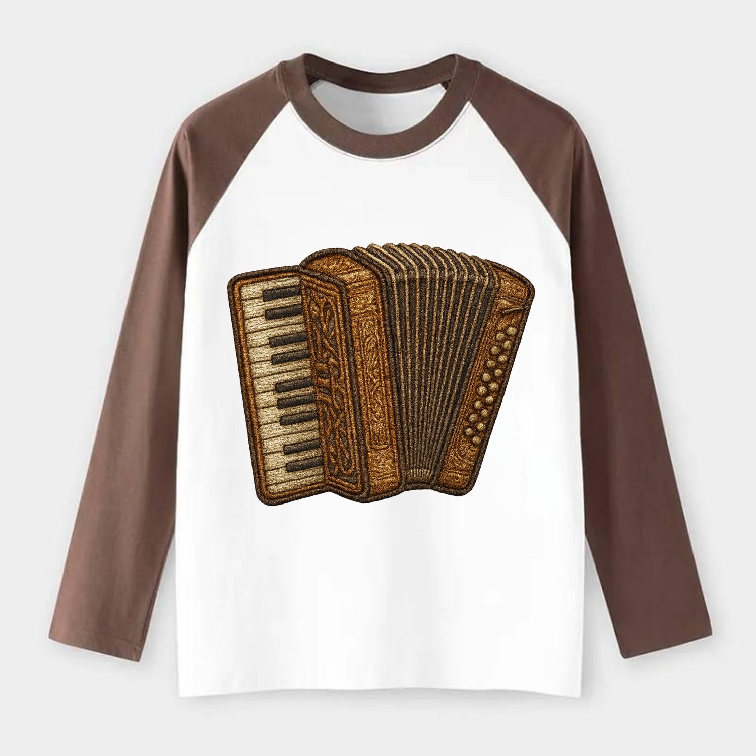Accordion  - Raglan Long Sleeve T-Shirt - Coffee