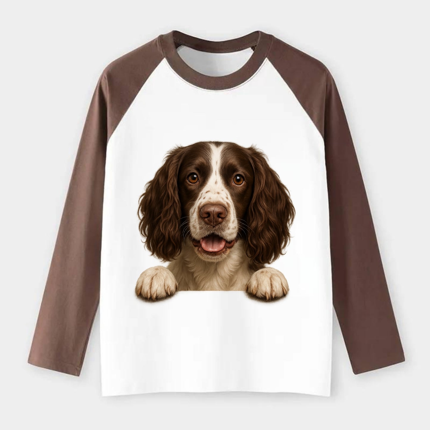 English Springer Spaniel  - Raglan Long - Raglan Long Sleeve T-Shirt - Coffee