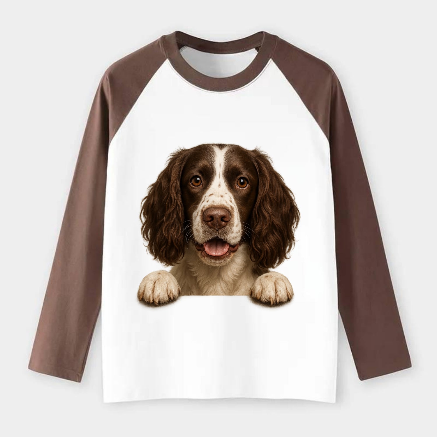English Springer Spaniel  - Raglan Long - Raglan Long Sleeve T-Shirt - Coffee