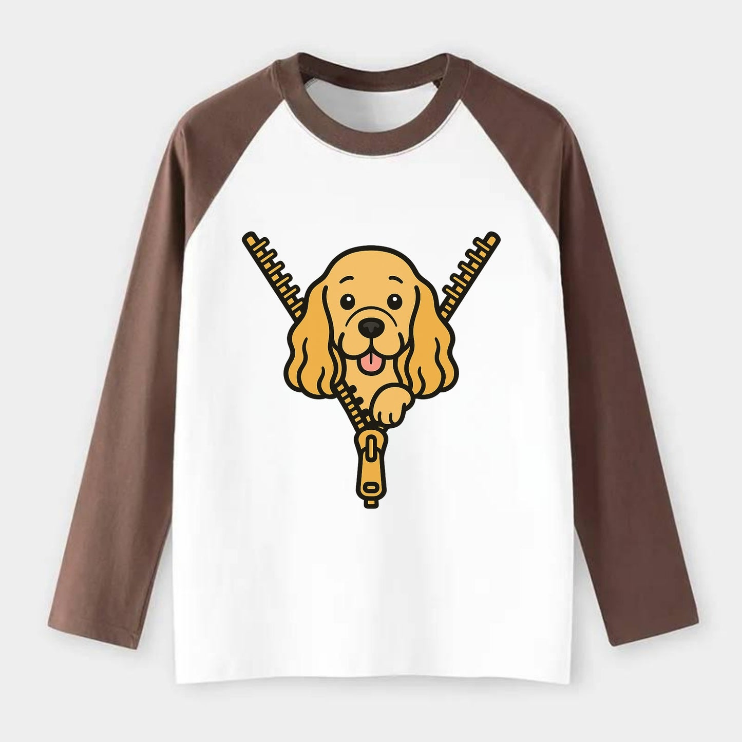 Cocker Spaniel - Raglan Long Sleeve T-Shirt - Coffee