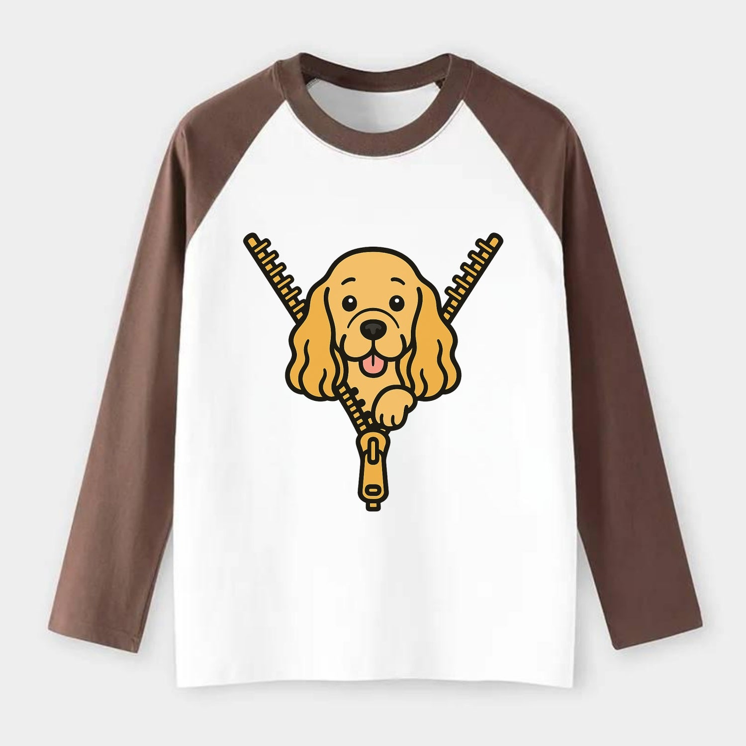 Cocker Spaniel - Raglan Long Sleeve T-Shirt - Coffee