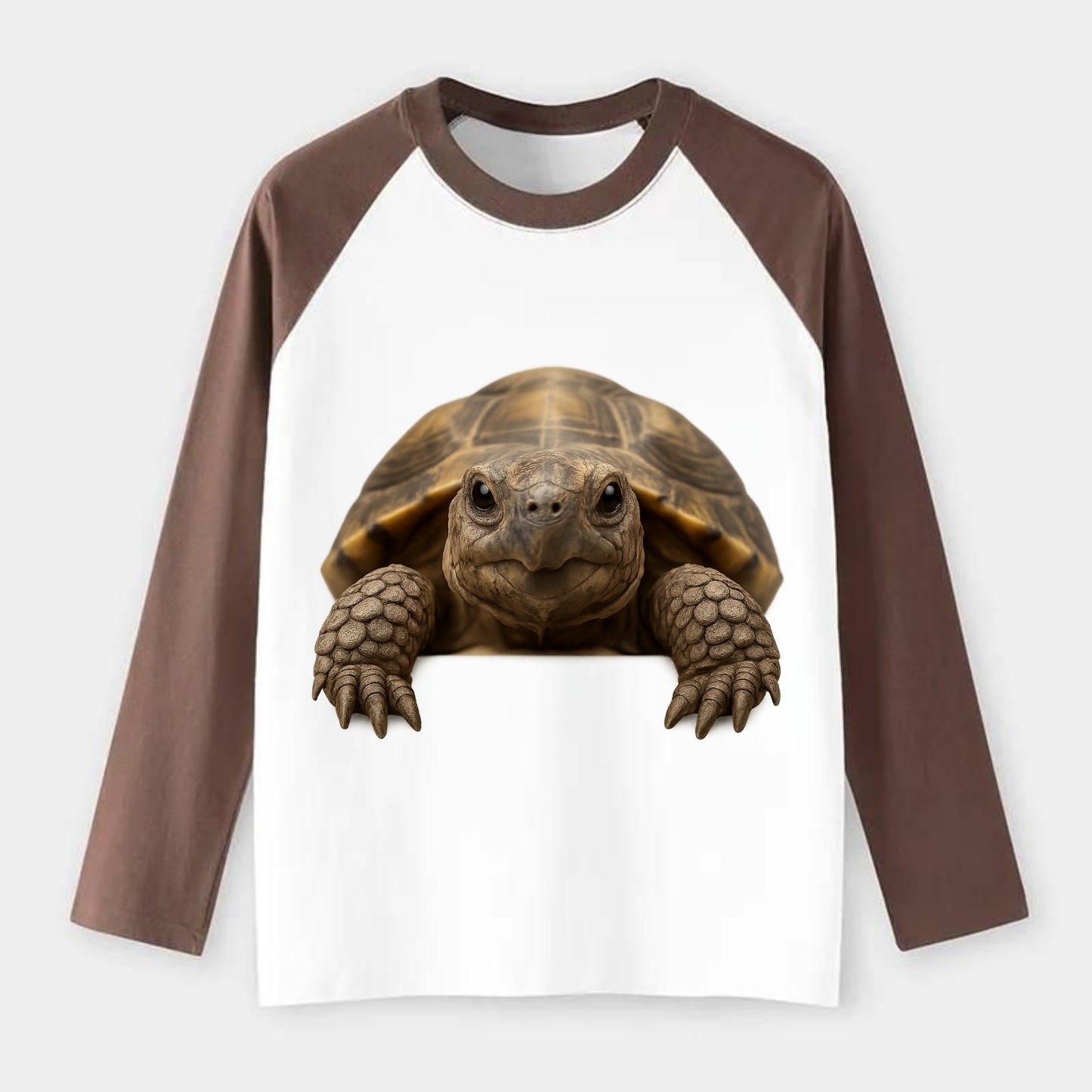 Tortoise  - Raglan Long Sleeve T-Shirt - Coffee
