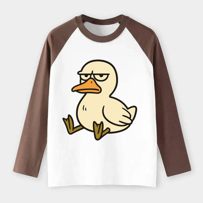 The Duck Judging Silently - Raglan Long Sleeve T-Shirt - Coffee
