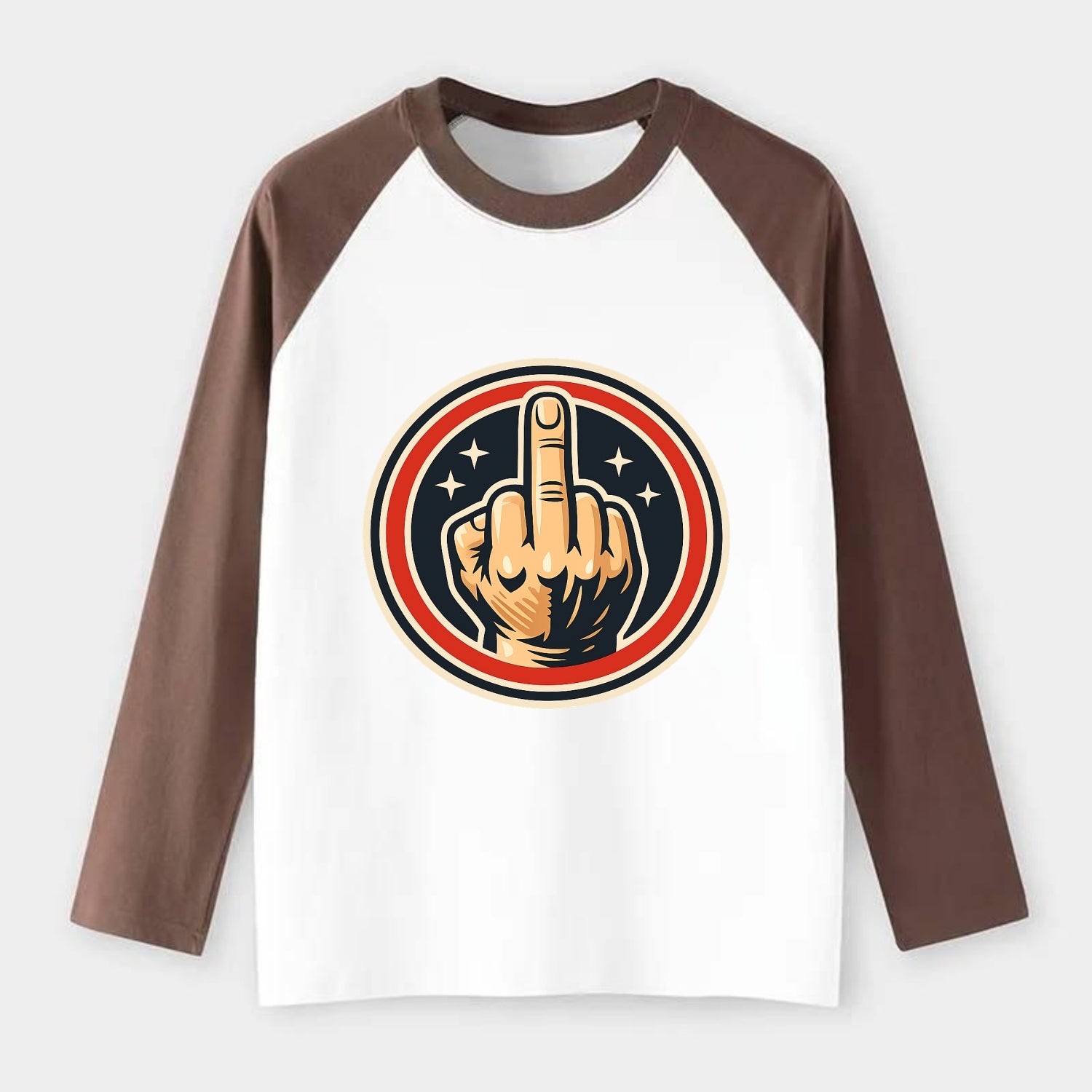Defiant Spirit Emblem - Raglan Long Sleeve T-Shirt - Coffee