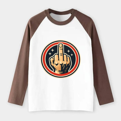 Defiant Spirit Emblem - Raglan Long Sleeve T-Shirt - Coffee