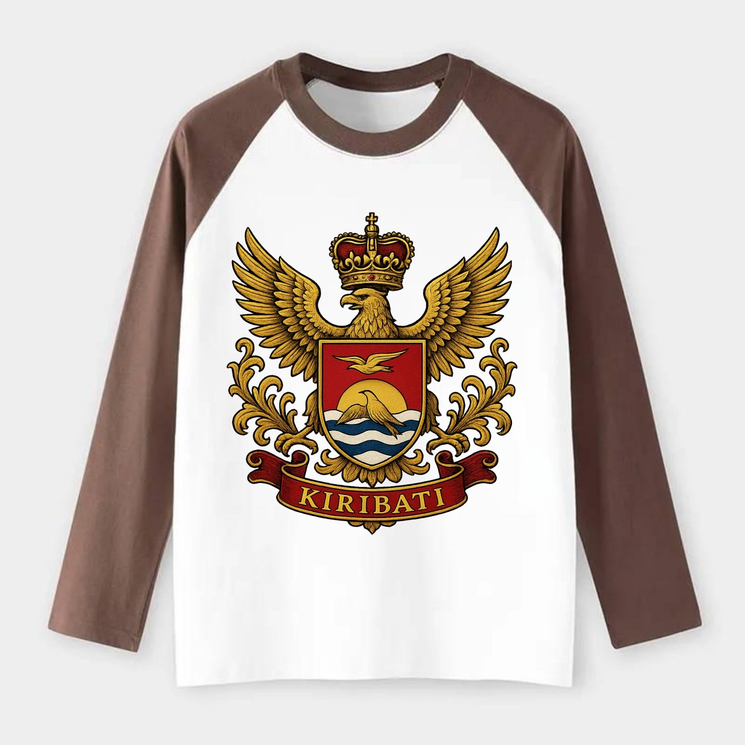 Kiribati Heritage Badge - Raglan Long Sleeve T-Shirt - Coffee