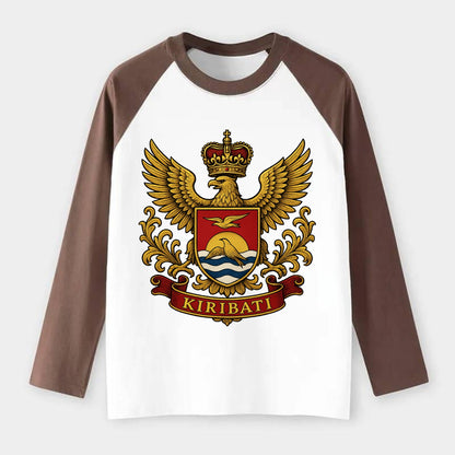 Kiribati Heritage Badge - Raglan Long Sleeve T-Shirt - Coffee