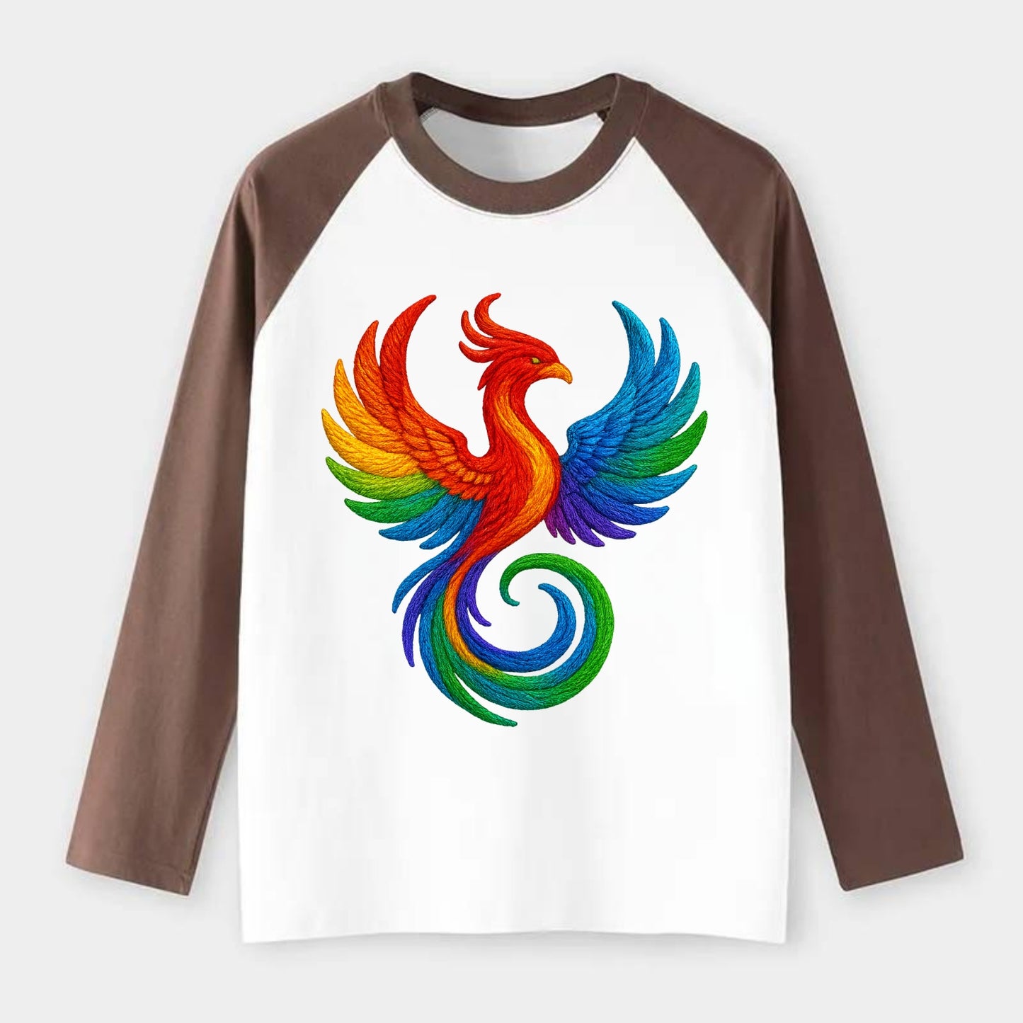 Phoenix Rising  - Raglan Long Sleeve T-Shirt - Coffee
