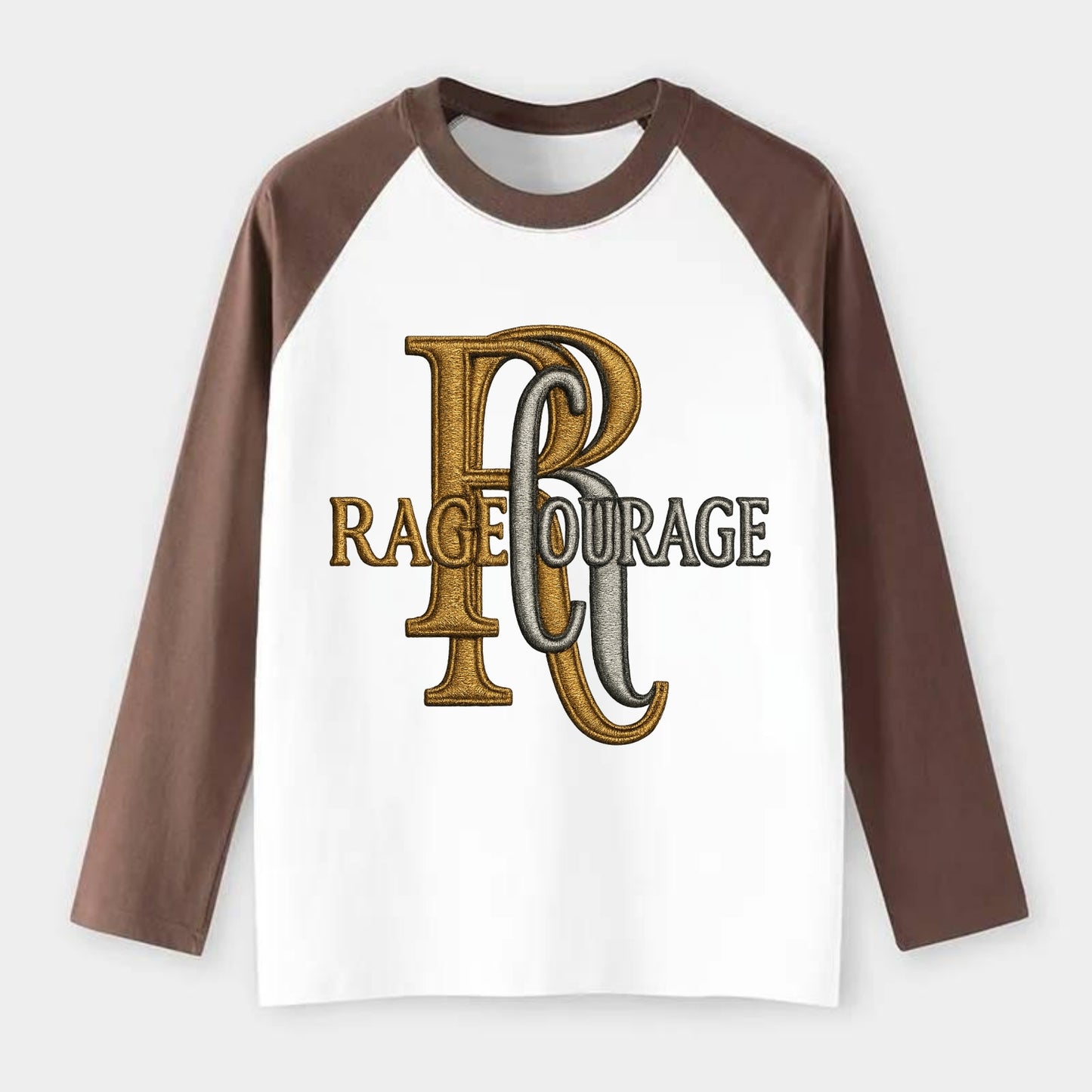 RAGE;COURAGE MODE Warrior Green Hat - Raglan Long Sleeve T-Shirt - Coffee