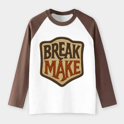 BREAK;MAKE THE RULES Rebel Red Snapback - Raglan Long Sleeve T-Shirt - Coffee