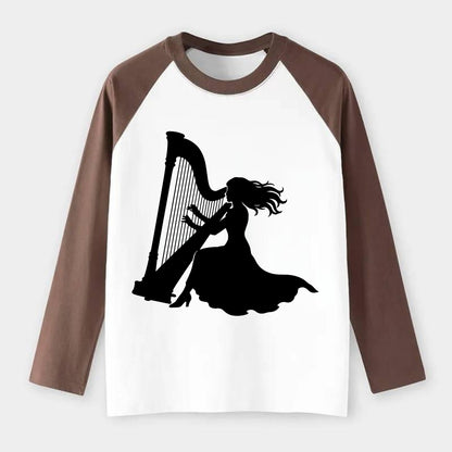 Harpist playing ethereal melody - Raglan Long Sleeve T-Shirt - Coffee