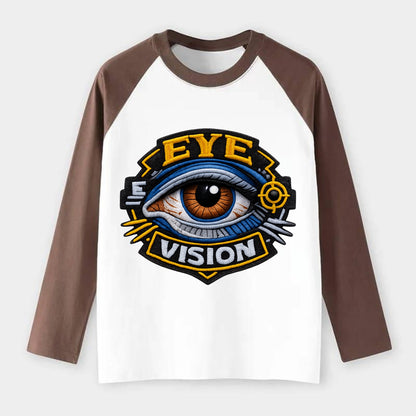 EYE VISION - anatomical eye in blue and brown , optometry - Raglan Long Sleeve T-Shirt - Coffee