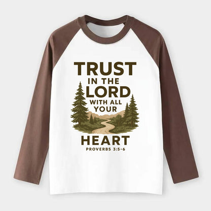 Proverbs 3:5-6 Path - Raglan Long Sleeve T-Shirt - Coffee