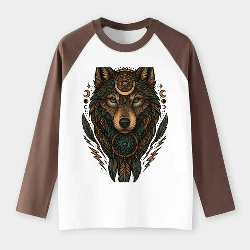 Storm Wolf Thunder  - Raglan Long Sleeve T-Shirt
