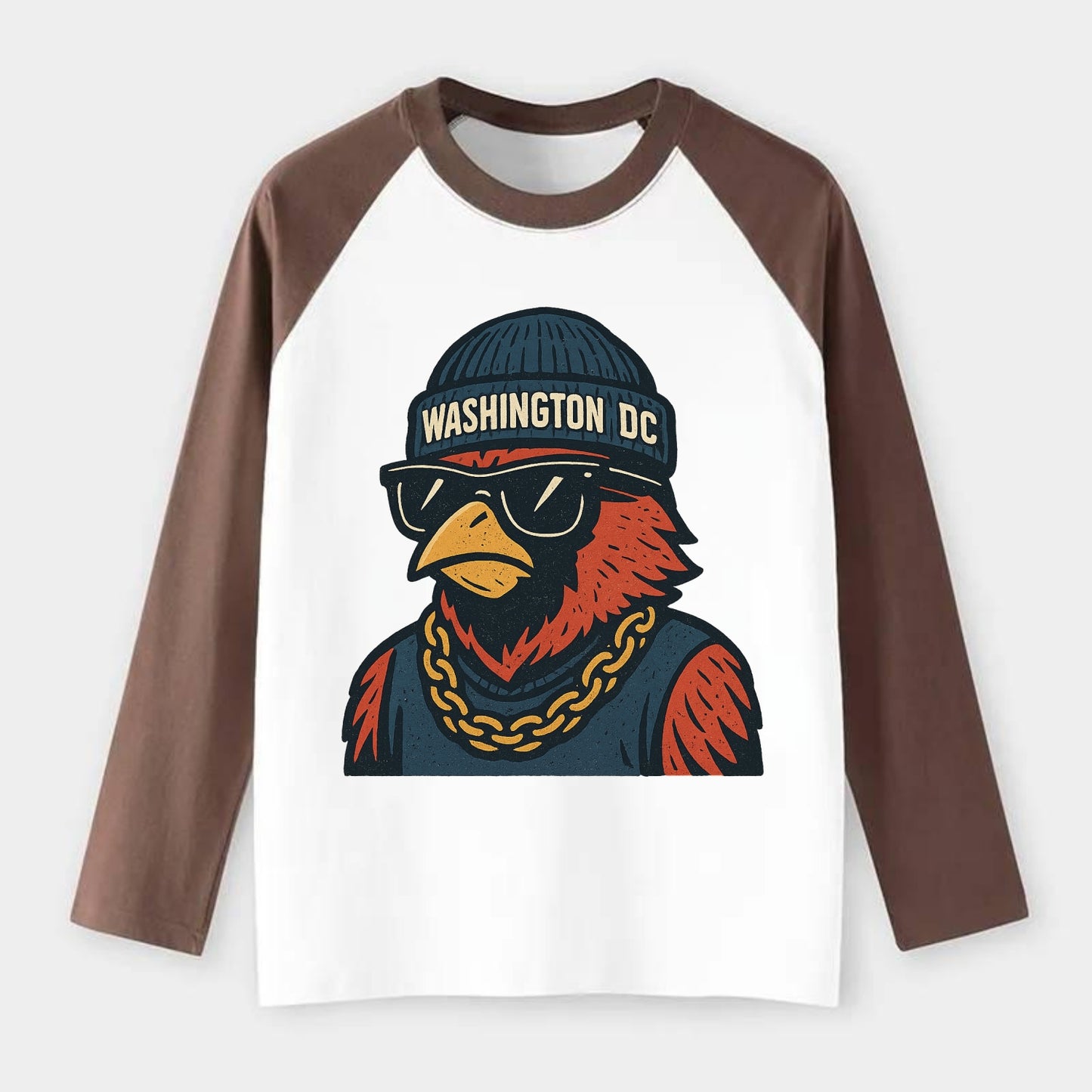 "cardinal" "washington Dc" "dc" "navy" "us East" - Raglan Long Sleeve T-Shirt - Coffee