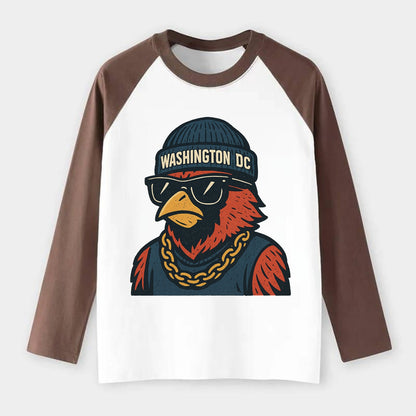 "cardinal" "washington Dc" "dc" "navy" "us East" - Raglan Long Sleeve T-Shirt - Coffee