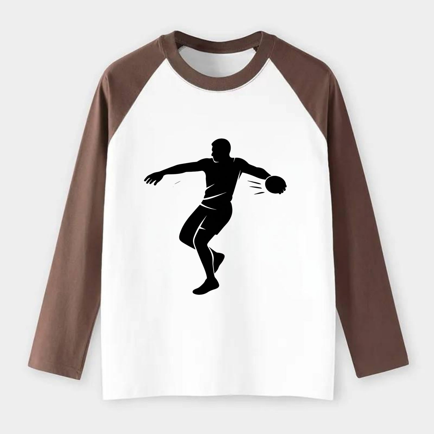 Discus thrower spinning release - Raglan Long Sleeve T-Shirt - Coffee