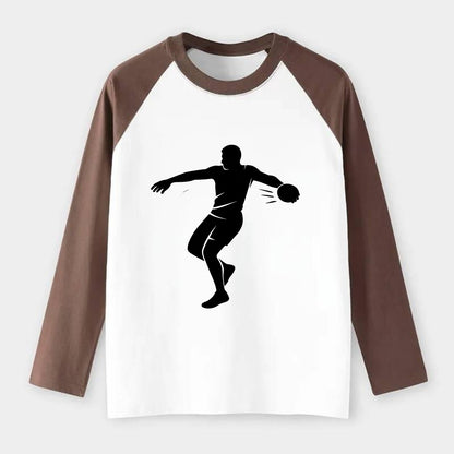 Discus thrower spinning release - Raglan Long Sleeve T-Shirt - Coffee