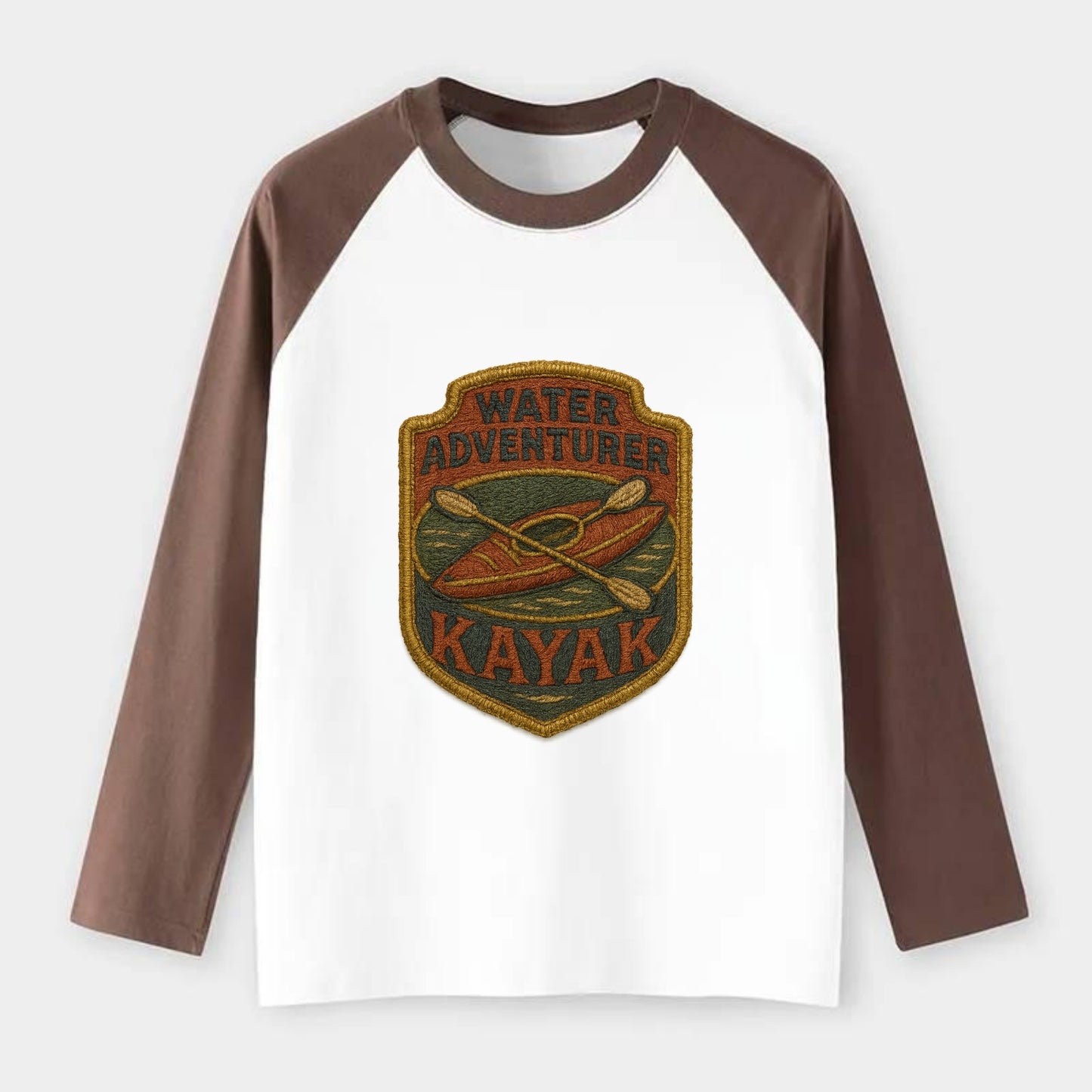 Kayak with paddle - water adventurer - Raglan Long Sleeve T-Shirt - Coffee