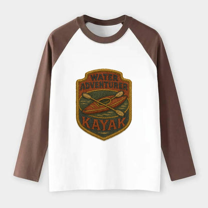 Kayak with paddle - water adventurer - Raglan Long Sleeve T-Shirt - Coffee