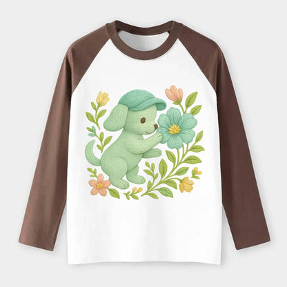Mint Puppy - Raglan Long Sleeve T-Shirt - Coffee