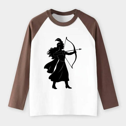Warrior princess with bow and arrow - Raglan Long Sleeve T-Shirt - Coffee