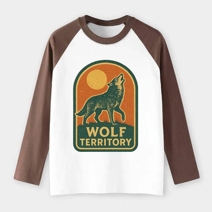 Wolf Territory Marking  - Raglan Long Sleeve T-Shirt - Coffee