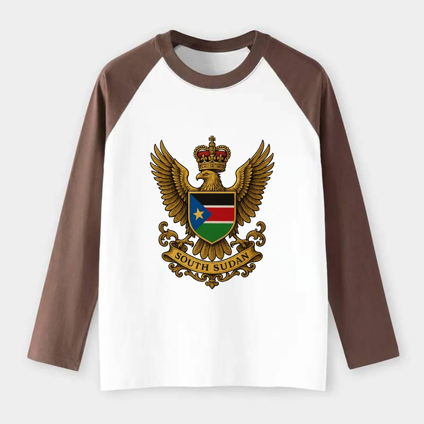 South Sudan Royal Logo - Raglan Long Sleeve T-Shirt - Coffee