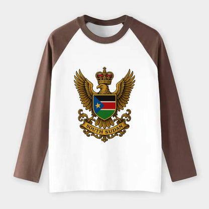 South Sudan Royal Logo - Raglan Long Sleeve T-Shirt - Coffee