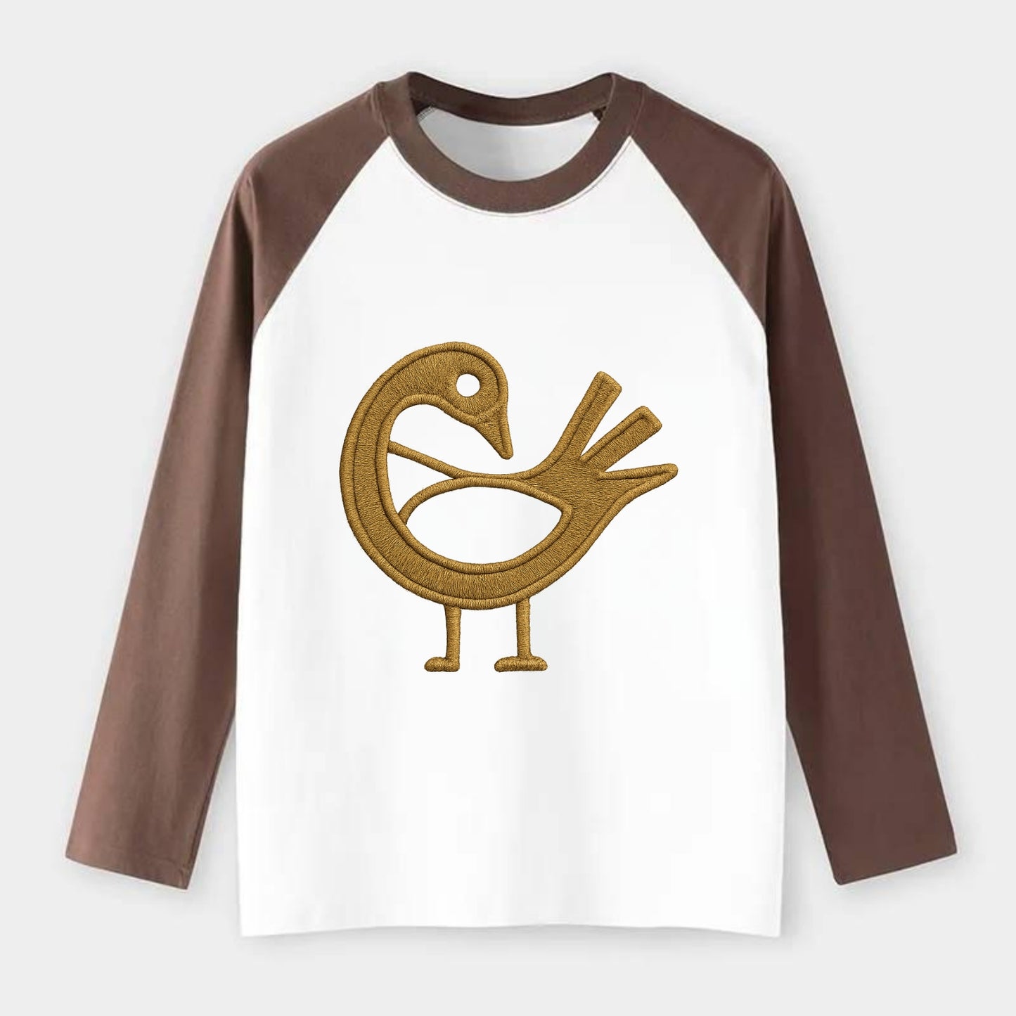 Adinkra Sankofa  - Raglan Long Sleeve T-Shirt - Coffee