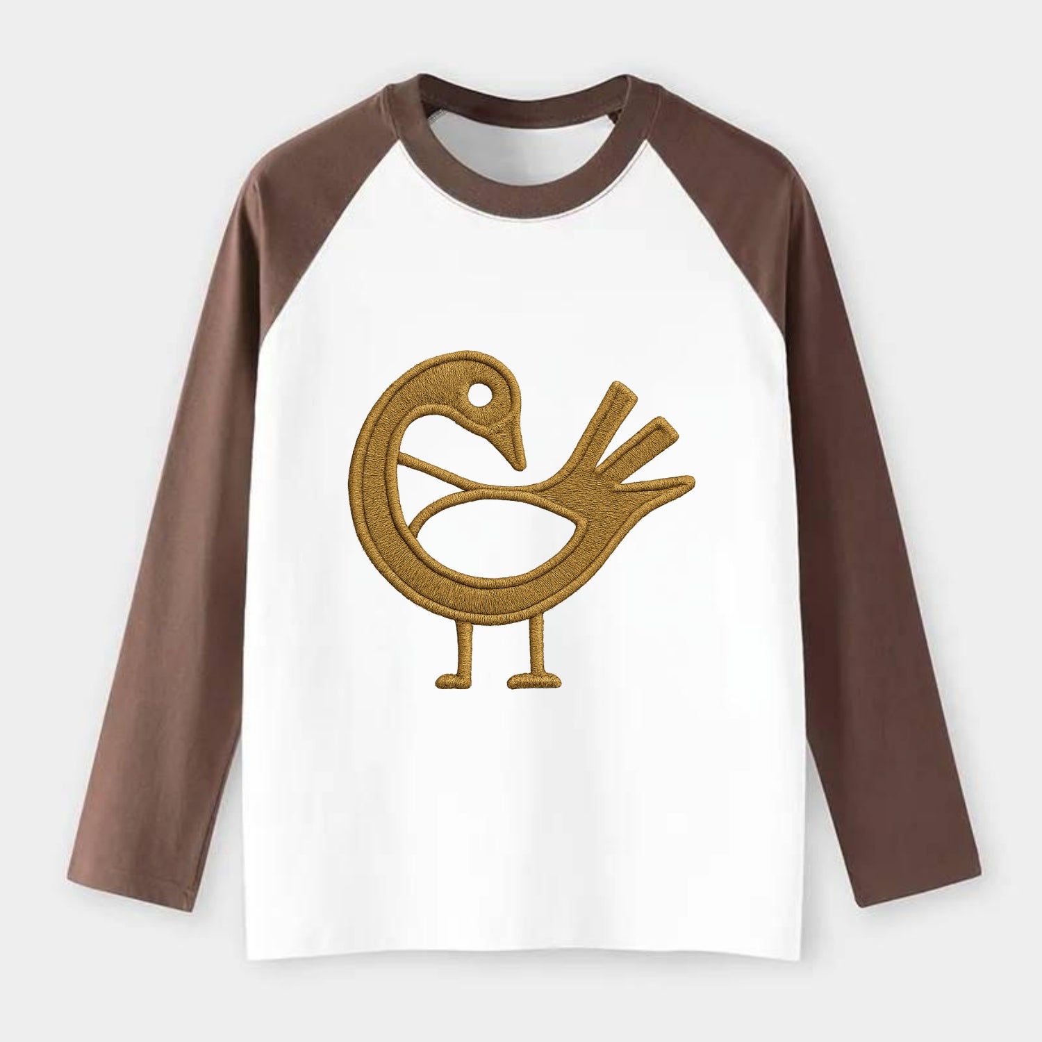 Adinkra Sankofa  - Raglan Long Sleeve T-Shirt - Coffee